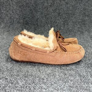 UGG Dakota Slippers Girl's 3 Chestnut Suede Shearling‎ Lined Cozy Slip On Shoes